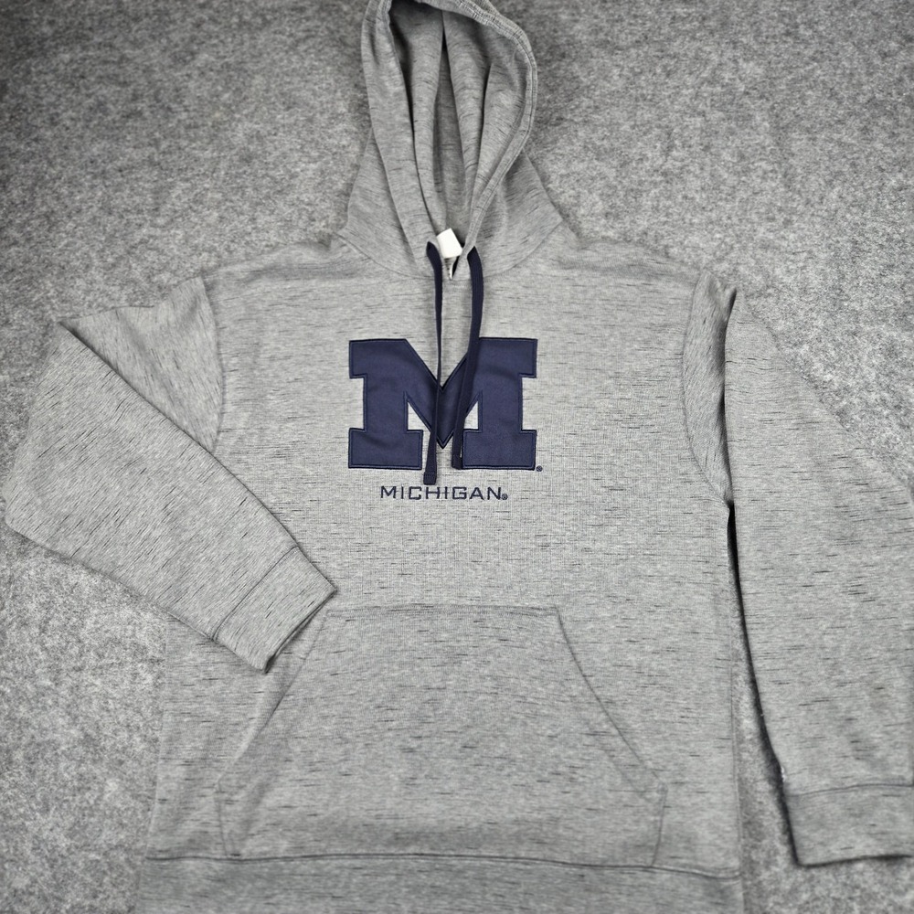 Champion University of Michigan Wolverines Embroidered Hoodie Men's Large Gray